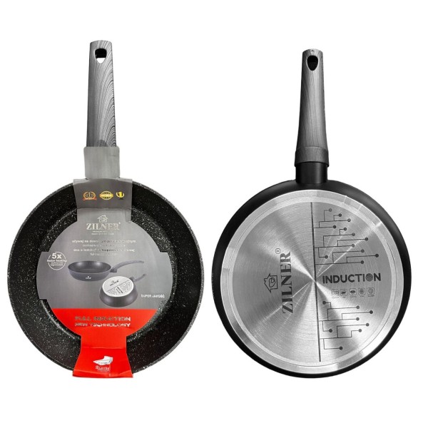 Patelnia Zilner ZL-564 26cm z powłoką marmurową i dnem full induction do smażenia bez przywierania