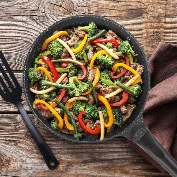 Patelnia tradycyjna, Orion GRANDE 113207 — głęboka 28 cm, granitowa nieprzywierająca, indukcja