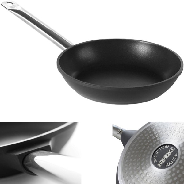 Patelnia indukcyjna Hendi Profi Line 629154, aluminiowa, powlekana tytanem, Ø 240 mm – idealna do szybkiego smażenia na kuchenkach indukcyjnych