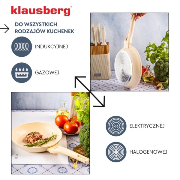 Пательня Klausberg KB-7989, мармурове покриття 24 см — для смаження на плиті та безпечного щоденного використання