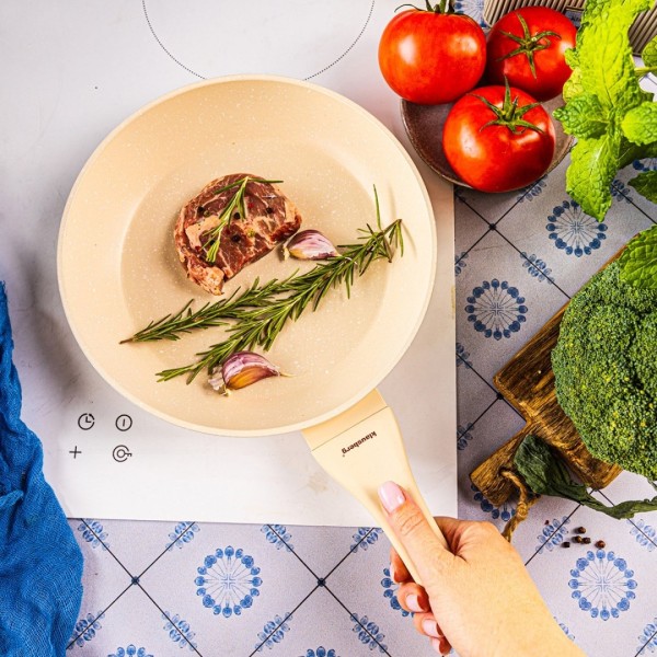 Пательня Klausberg KB-7989, мармурове покриття 24 см — для смаження на плиті та безпечного щоденного використання