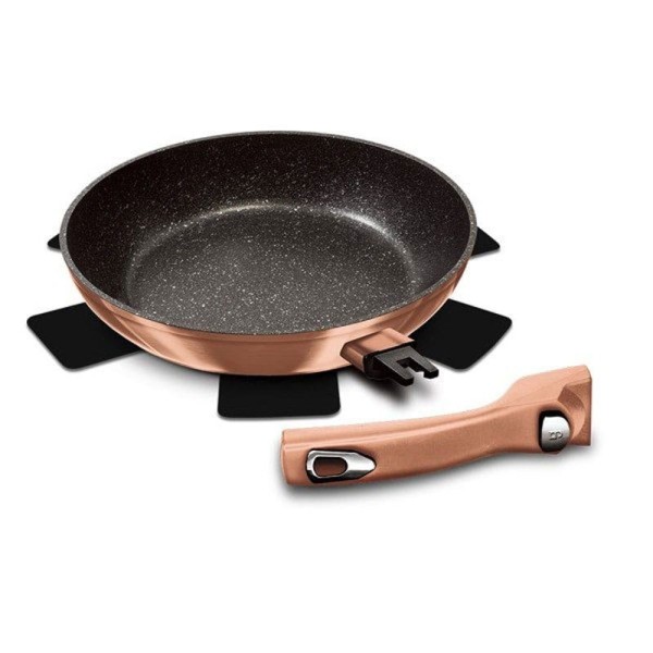 Patelnia granitowa Berlinger Haus Rose Gold BH-1949, 28 cm z odpinaną rączką do smażenia i duszenia