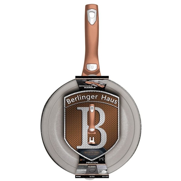 Patelnia granitowa Berlinger Haus Rose Gold BH-1949, 28 cm z odpinaną rączką do smażenia i duszenia