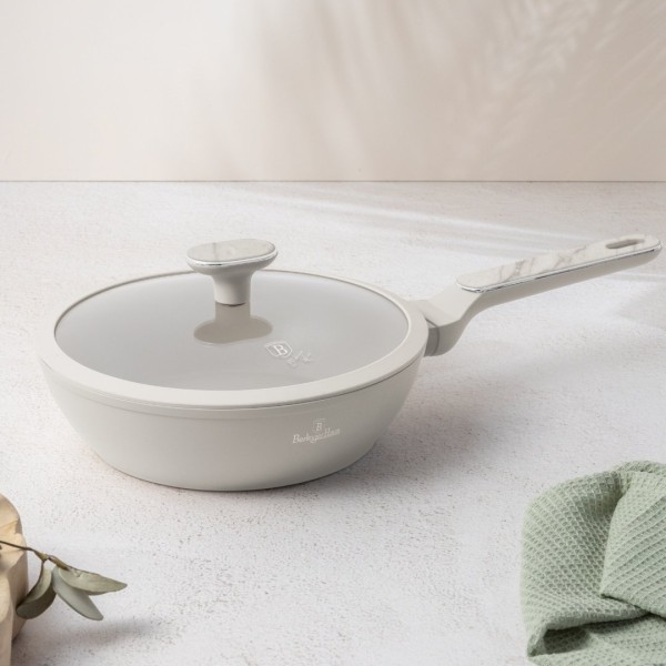 Patelnia głęboka BerlingerHaus Sahara Marble 24 cm z pokrywką do smażenia i duszenia