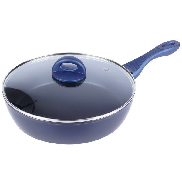 Patelnia tradycyjna Orion DIAMANT 28 cm, nieprzywierająca diamentowa, z pokrywką szklaną, indukcja