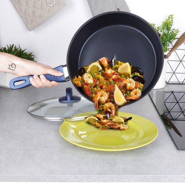 Patelnia tradycyjna Orion DIAMANT 28 cm, nieprzywierająca diamentowa, z pokrywką szklaną, indukcja