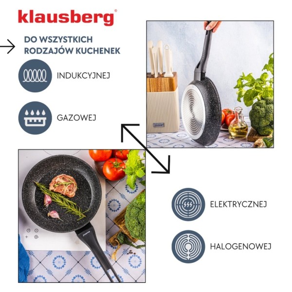 Сковорода Klausberg KB-7988, мармурове покриття 24 см — для смаження на плиті, щоденне приготування