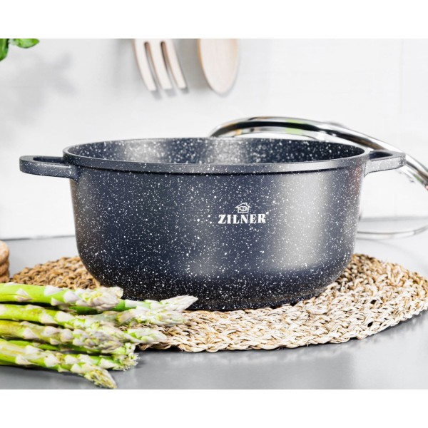 Garnek Zilner ZL-9006 Marmurowy 5.5L 26cm do gotowania i duszenia potraw