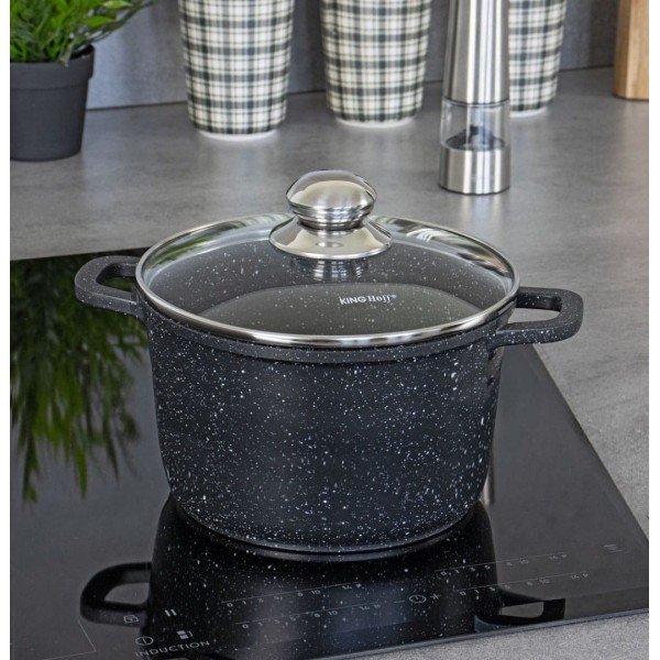 Garnek Kinghoff KH-1598 z powłoką marmurową 6,2L 24cm do gotowania i smażenia