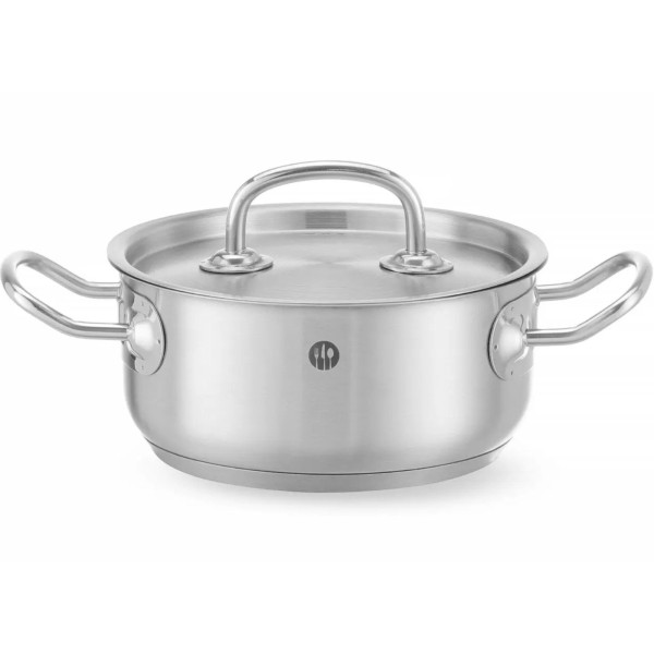 Garnek tradycyjny Hendi Kitchen Line niski 1,5 l z pokrywką śr. 160 x 75 h do gotowania potraw