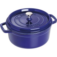 Горщик чавунний Staub La Cocotte круглий 3,8 л, для готування борщу та тушкування, синій