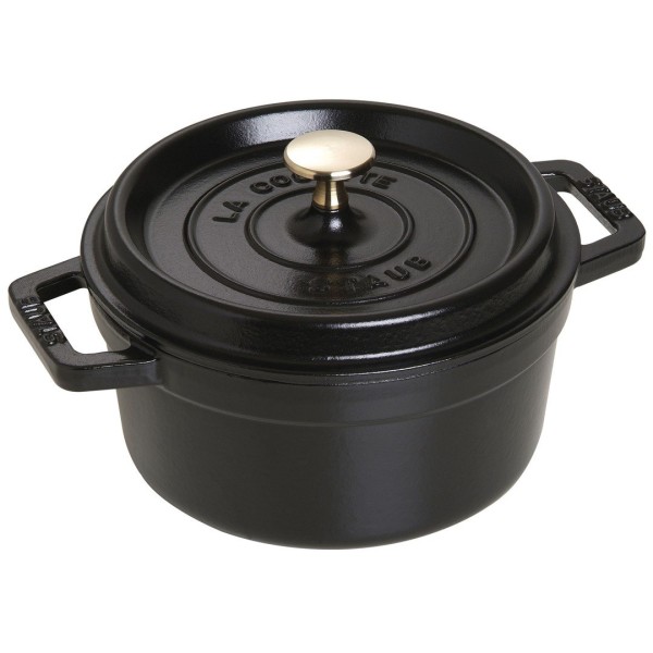 Каструля традиційна Staub La Cocotte, чавунна, кругла, 2.2 л, чорна для приготування їжі