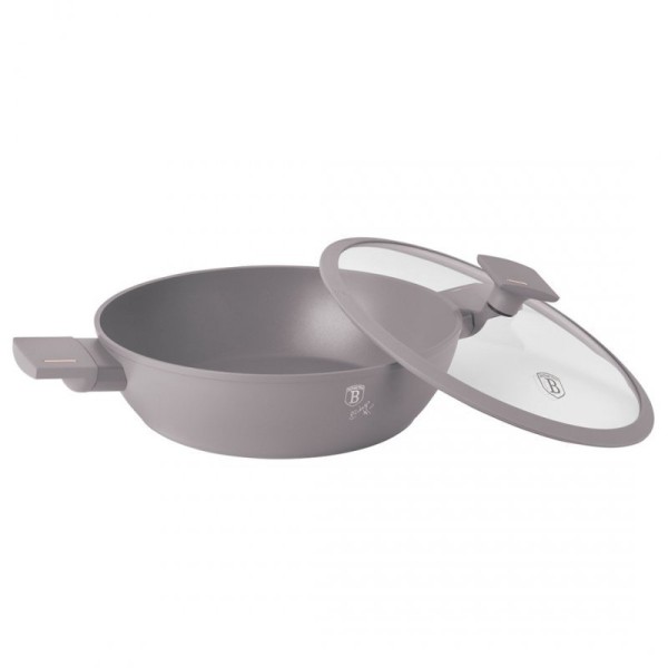 Каструля Berlinger Haus BH-8099, титанова плоска з кришкою 30 см, для готування на плиті та в духовці