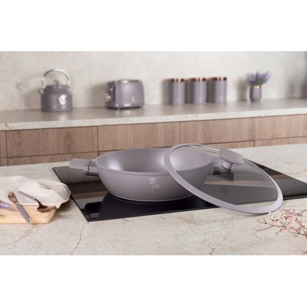 Каструля Berlinger Haus BH-8099, титанова плоска з кришкою 30 см, для готування на плиті та в духовці