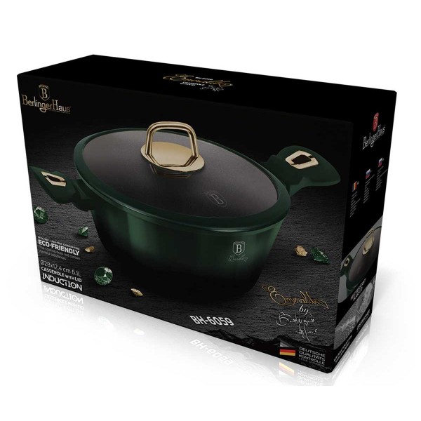Garnk granitowy Berlinger Haus Metallic Line Emerald BH-6059 6,1L 28cm do gotowania na kuchence