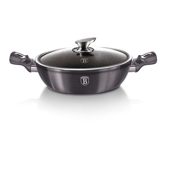 Garnek niski Berlinger Haus Metallic Line Carbon Pro BH-6898, 3.8L, 28cm, z powłoką granitową, idealny do duszenia i smażenia