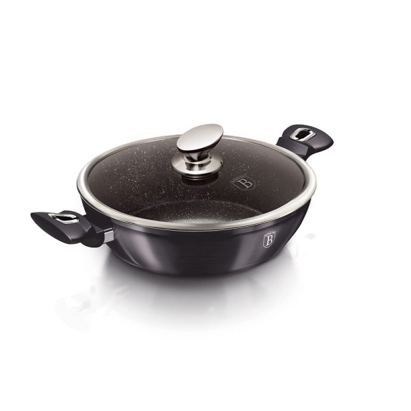 Garnek niski Berlinger Haus Metallic Line Carbon Pro BH-6898, 3.8L, 28cm, z powłoką granitową, idealny do duszenia i smażenia