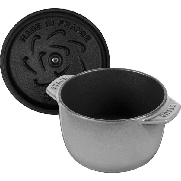 Гарячий горщик Staub La Cocotte, круглий маленький 725 мл, графітовий для приготування страв