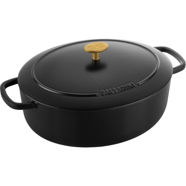 Garnek żeliwny Ballarini Bellamonte owalny 4.5 l czarny do duszenia i pieczenia