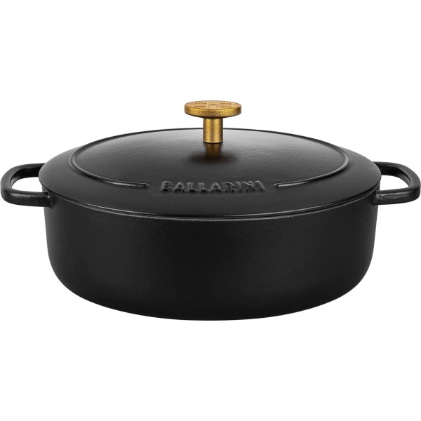 Garnek żeliwny Ballarini Bellamonte owalny 4.5 l czarny do duszenia i pieczenia