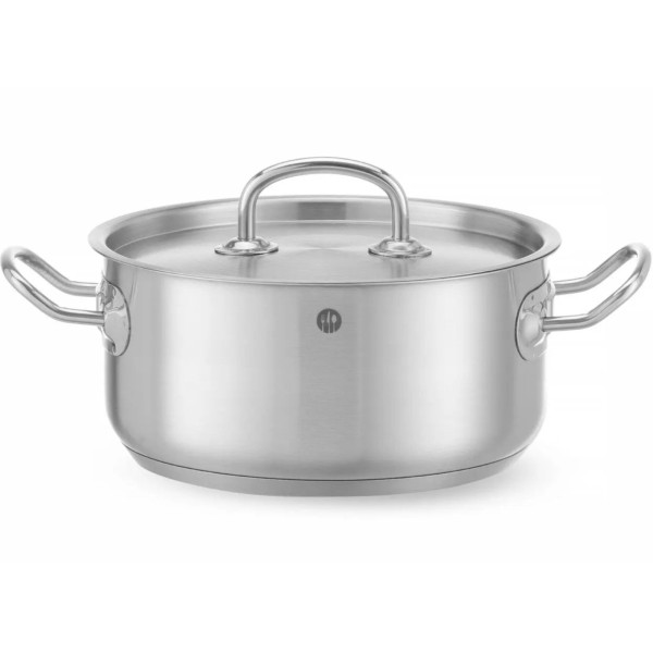 Garnek tradycyjny Hendi Kitchen Line niski 2,9 l z pokrywką śr. 200 mm idealny do gotowania i duszenia