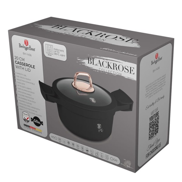 Garnek Berlinger Haus Black Rose BH-1456 2,8L 20cm z powłoką tytanową do codziennego gotowania