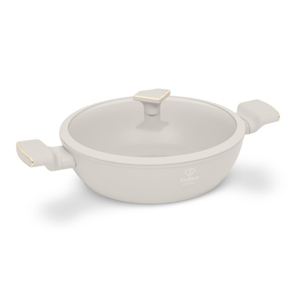 Garnek tradycyjny Fashion TV FTV-0066 28 cm, płytki z pokrywką, matte cream gold