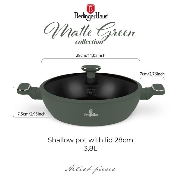 Garnek tradycyjny BerlingerHaus Matte Green BH-8199 płytki, do gotowania