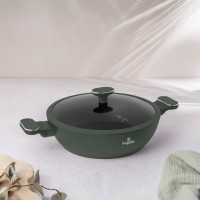 Каструля BerlingerHaus BH-8199 Matte Green, низька — для тушкування та супів, емальований корпус