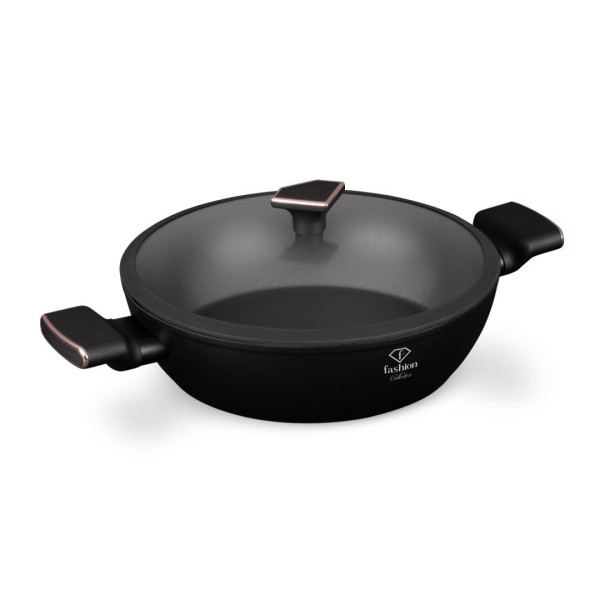 Garnek tradycyjny, Fashion TV FTV-0035, niski 28 cm z pokrywką, matte black/rose gold