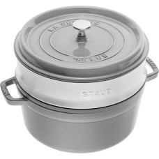 Гарячий посуд Staub La Cocotte, традиційний чавунний круглий гарнець з кришкою 3.8 л, графіт