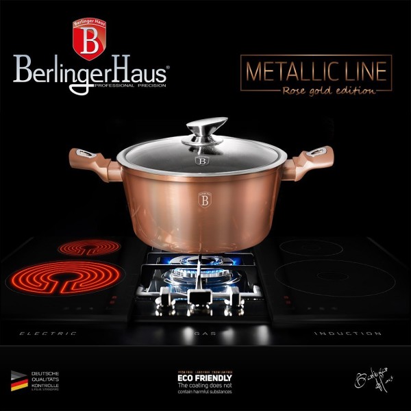 Garnek Berlinger Haus BH-6194 8L 30cm Metallic Rose Gold do gotowania i duszenia