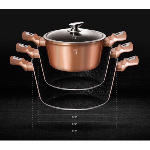 Garnek Berlinger Haus BH-6194 8L 30cm Metallic Rose Gold do gotowania i duszenia