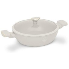 Garnki tradycyjne, Fashion TV FTV-0067 — garnek niski 30 cm z pokrywką, matowy cream gold