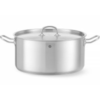 Garnek niski Hendi Kitchen Line 12 l z pokrywką do gotowania i duszenia