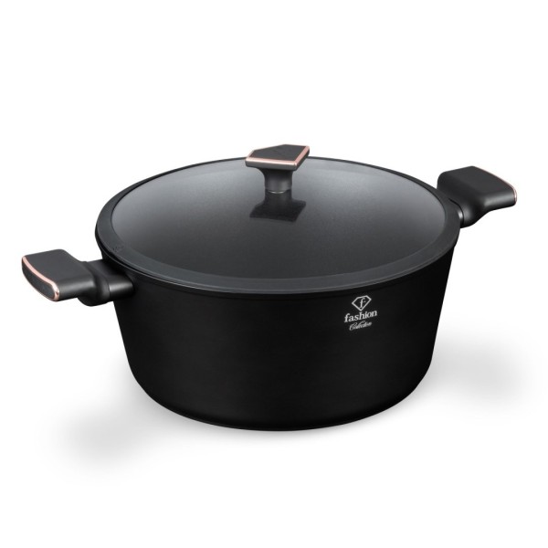 Garnek tradycyjny Fashion TV FTV-0040, 30 cm, matowy czarny z różowym złotem