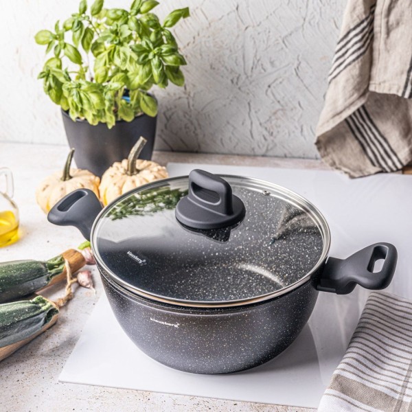 Garnek Klausberg KB-7671 24cm 3,7L z powłoką marmurową do gotowania codziennego
