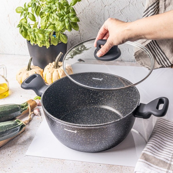 Garnek Klausberg KB-7671 24cm 3,7L z powłoką marmurową do gotowania codziennego