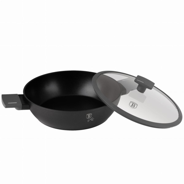 Niski garnek Berlinger Haus Antracit BH-8128 z pokrywką 28 cm 3,8 L do gotowania codziennego