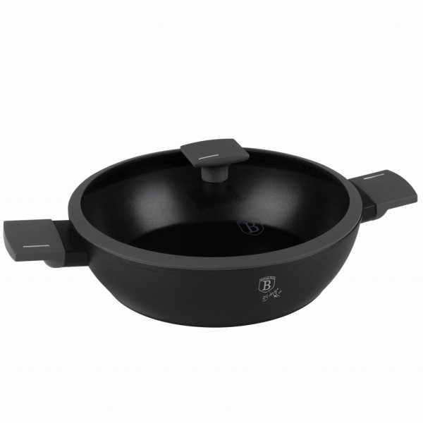 Niski garnek Berlinger Haus Antracit BH-8128 z pokrywką 28 cm 3,8 L do gotowania codziennego