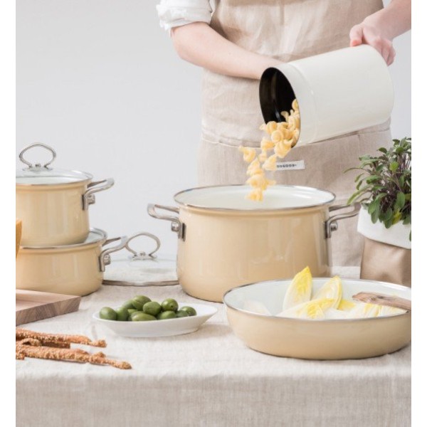 Garnek tradycyjny, Riess Avorio 4,0 l (wysoki, z pokrywą) 20 cm