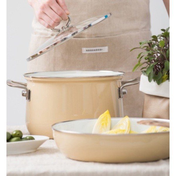 Garnek tradycyjny, Riess Avorio 4,0 l (wysoki, z pokrywą) 20 cm