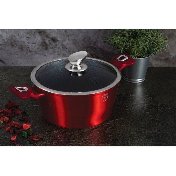Garnek tradycyjny Berlinger Haus BH-1257 24 cm, 4,1 L, z pokrywką (czerwony)