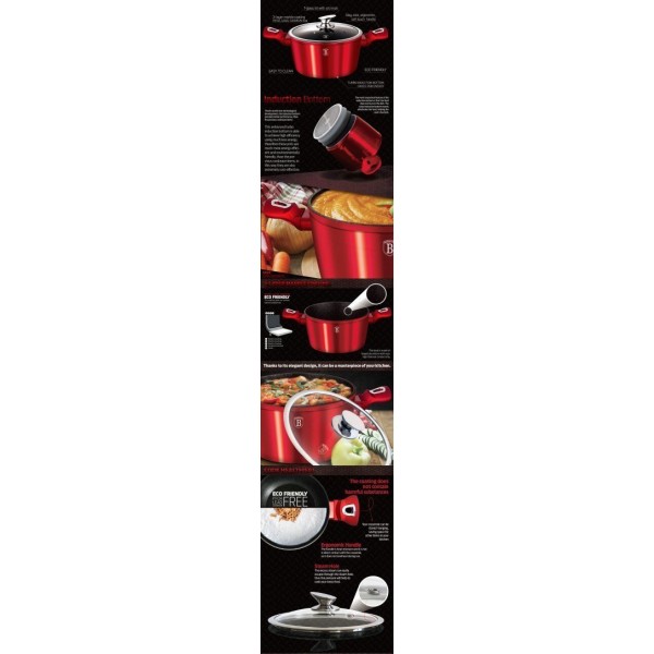 Каструля Berlinger Haus Metallic Burgundy Line 2.5 л, 20 см для приготування страв