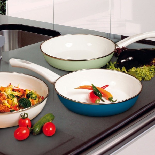 Garnki tradycyjne, Riess, niski garnek Aquamarin 16 cm z pokrywą