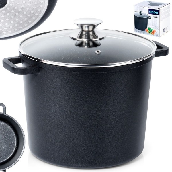 Garnek tradycyjny Orion GRANDE 7.6L ze szkłem, wysoki, do indukcji