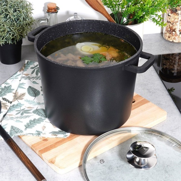 Garnek tradycyjny Orion GRANDE 7.6L ze szkłem, wysoki, do indukcji