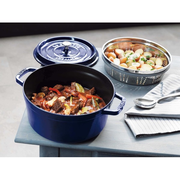 Гарячий чавунний казанок Staub La Cocotte 5.2 л, синій для готування страв
