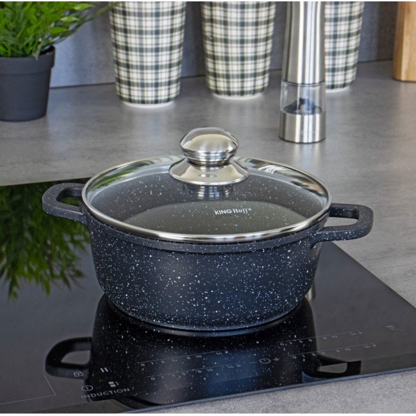 Garnek Kinghoff KH-1592 z powłoką marmurową, 1.3L, 16 cm do gotowania na kuchence