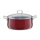 Garnki tradycyjne, Riess Roso garnek niski 24 cm z pokrywą, emalia